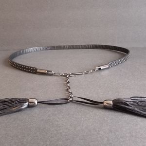 Women's Black Metal and Fringe Belt